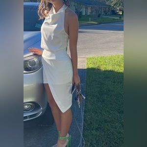 Elliatt white satin asymmetrical cocktail dress size xs